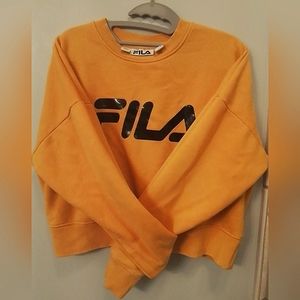 Vintage Women's FILA Brand Sporty Cropped Sweatshirt, Very Unique Mustard Yellow